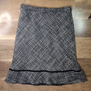 Gap A Line Flared Midi Skirt Black White size 8